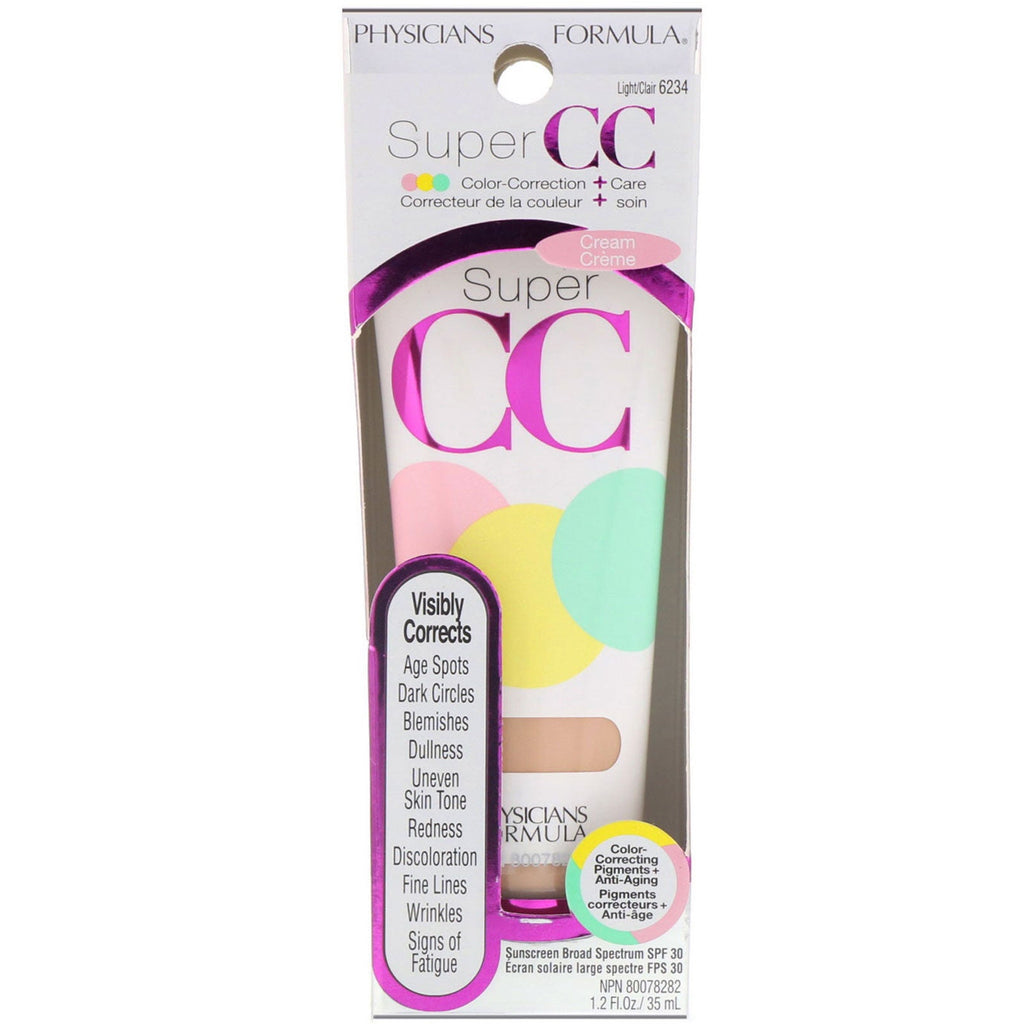 Physicians Formula, Super CC, Color-Correction + Care Cream, SPF 30, Light, 1,2 fl oz (35 ml)