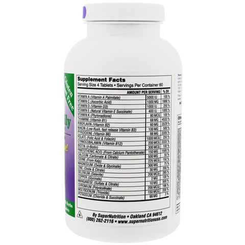 Super Nutrition, Perfect Family, Energizing Multi-Vitamin, Iron Free, 240 Vegetarian Food-Based Tablets