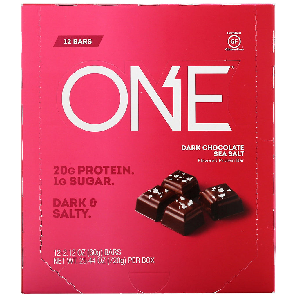 One Brands, ONE Bar, mørk chokolade havsalt, 12 barer, 2,12 oz (60 g) hver