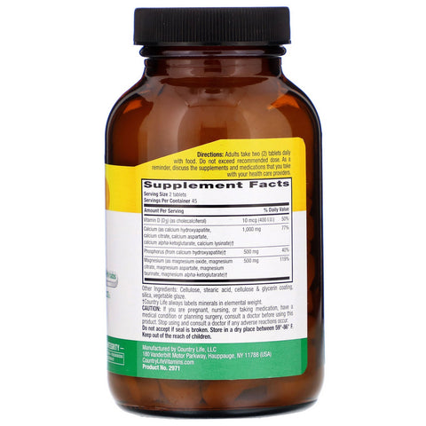 Country Life, Target-Mins Calcium Magnesium Complex med Vitamin D3, 90 tabletter