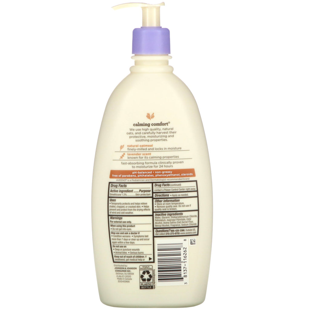 Aveeno, Baby, Calming Comfort Lotion, Lavender & Vanilla, 18 fl oz (532 ml)