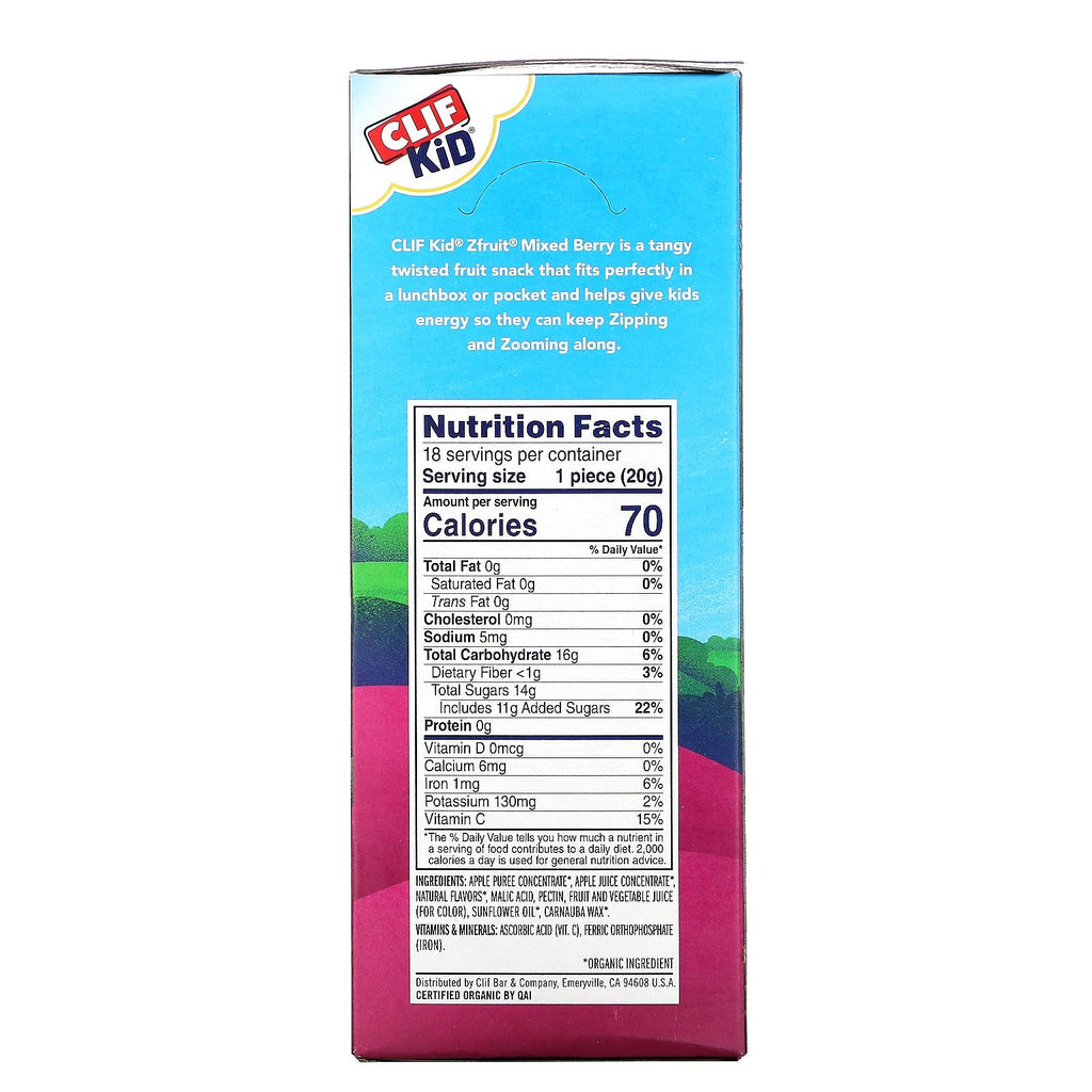 Clif Bar, Clif Kid,  ZFruit Rope, Mixed Berry, 18 Pieces, 0.7 oz (20 g) Each