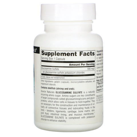 Source Naturals, Sulfato de glucosamina, 500 mg, 60 cápsulas