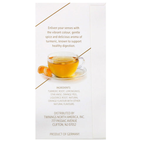 Twinings, Soothe Herbal Tea, Turmeric, Orange and Star Anise, Caffeine Free, 18 Tea Bags, 1.27 oz (36 g)