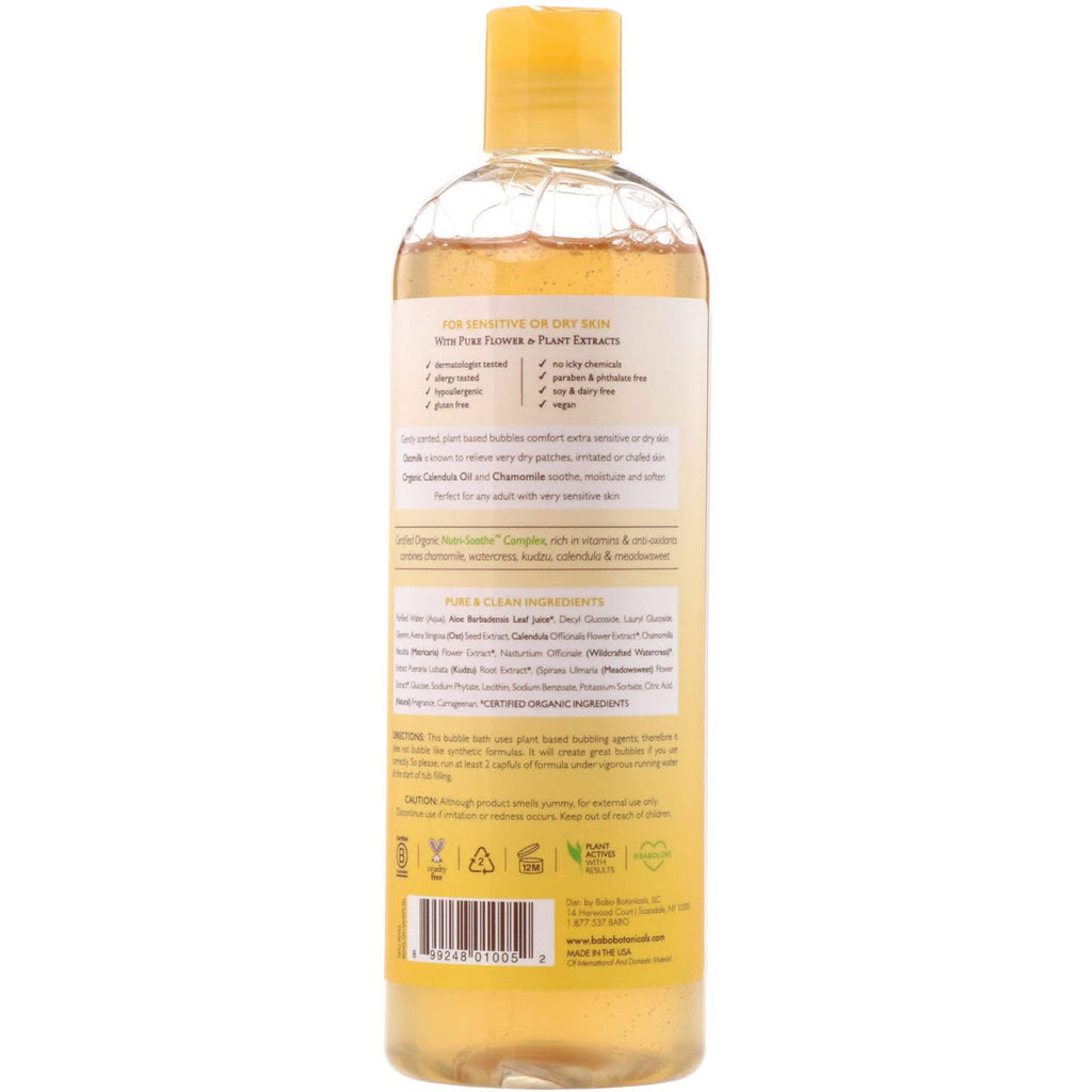 Babo Botanicals, Baño y lavado de burbujas hidratante para bebés, Caléndula con leche de avena, 15 fl oz (450 ml)