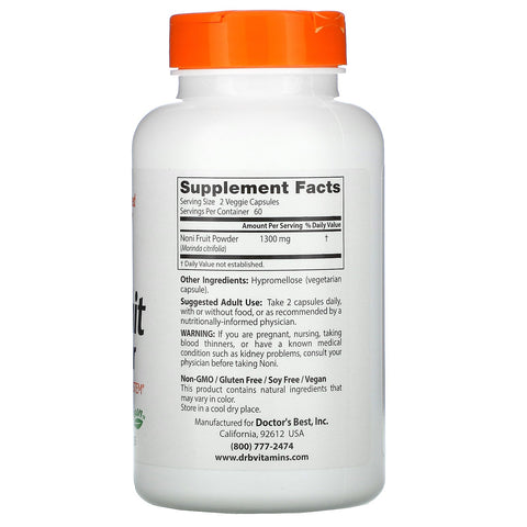 Doctor's Best, Fruta de noni en polvo, 650 mg, 120 cápsulas vegetales