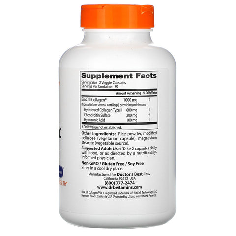 Doctor's Best, Hyaluronsyre + Chondroitin Sulfate, 180 Veggie Caps