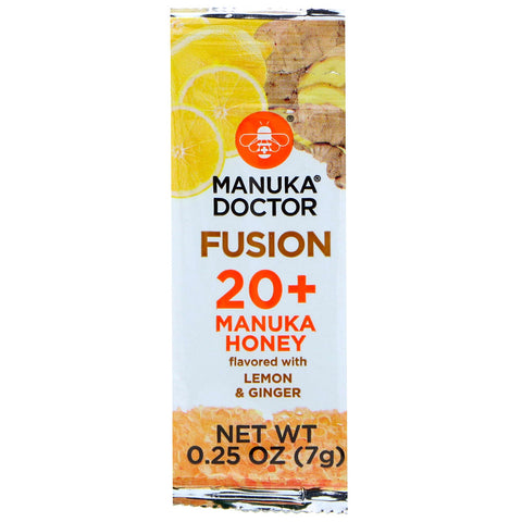 Manuka Doctor, Fusion 20+ Manuka honning, citron og ingefær, 24 poser, 0,25 oz (7 g) hver