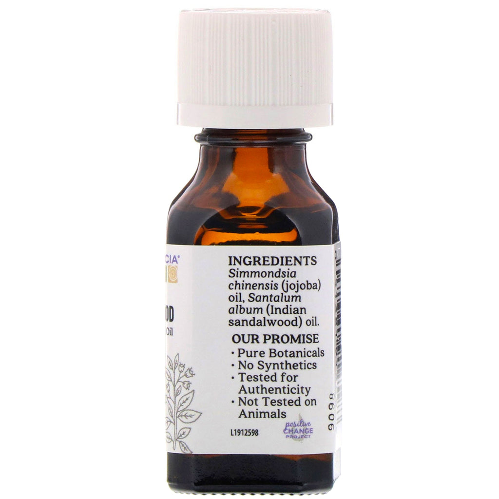 Aura Cacia, ren æterisk olie i jojobaolie, indisk sandeltræ, 0,5 fl oz (15 ml)