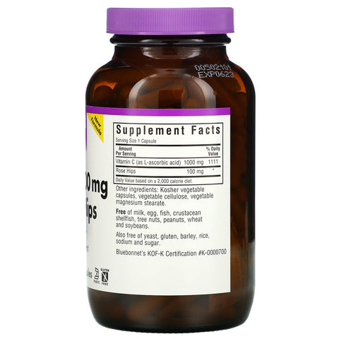 Bluebonnet Nutrition, C-vitamin plus hyben, 1.000 mg, 180 grøntsagskapsler