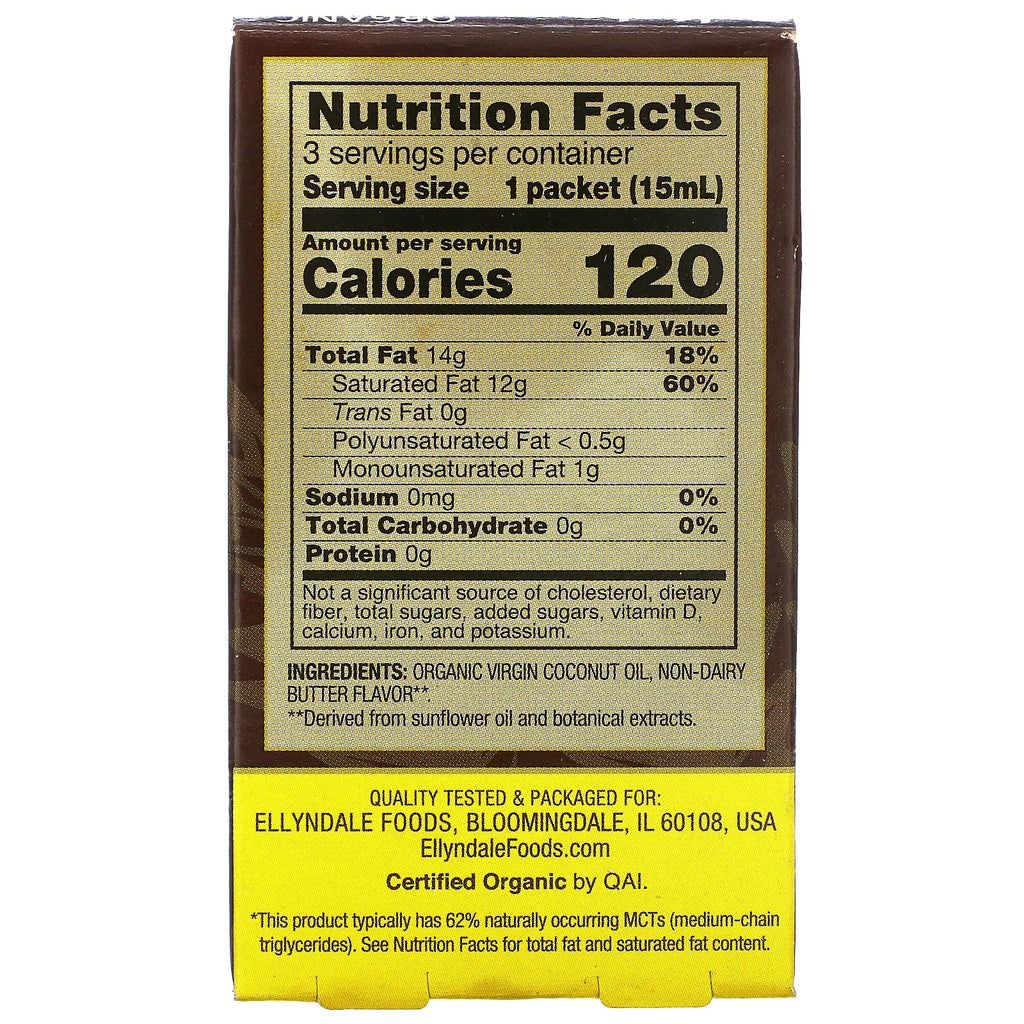 Now Foods, Ellyndale Naturals, Keto Coconut Infusions, Non-Dairy Butter Flavor, 3 Pack, 0,5 fl oz (15 ml) hver