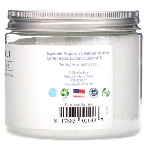 White Egret Personal Care, Epsom Salt, Eucalyptus, 16 oz (454 g)