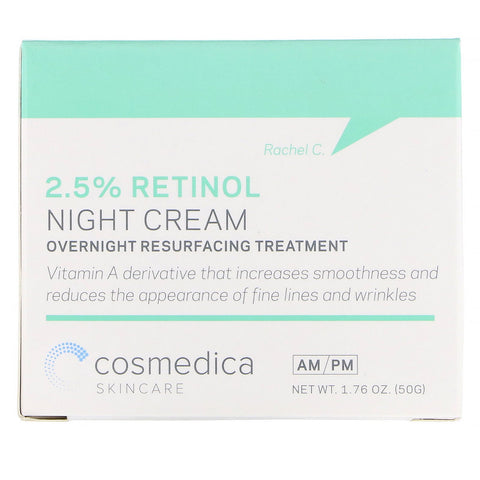 Cosmedica Skincare, 2,5 % Retinol Night Cream, Overnight Resurfacing Treatment, 1,76 oz (50 g)