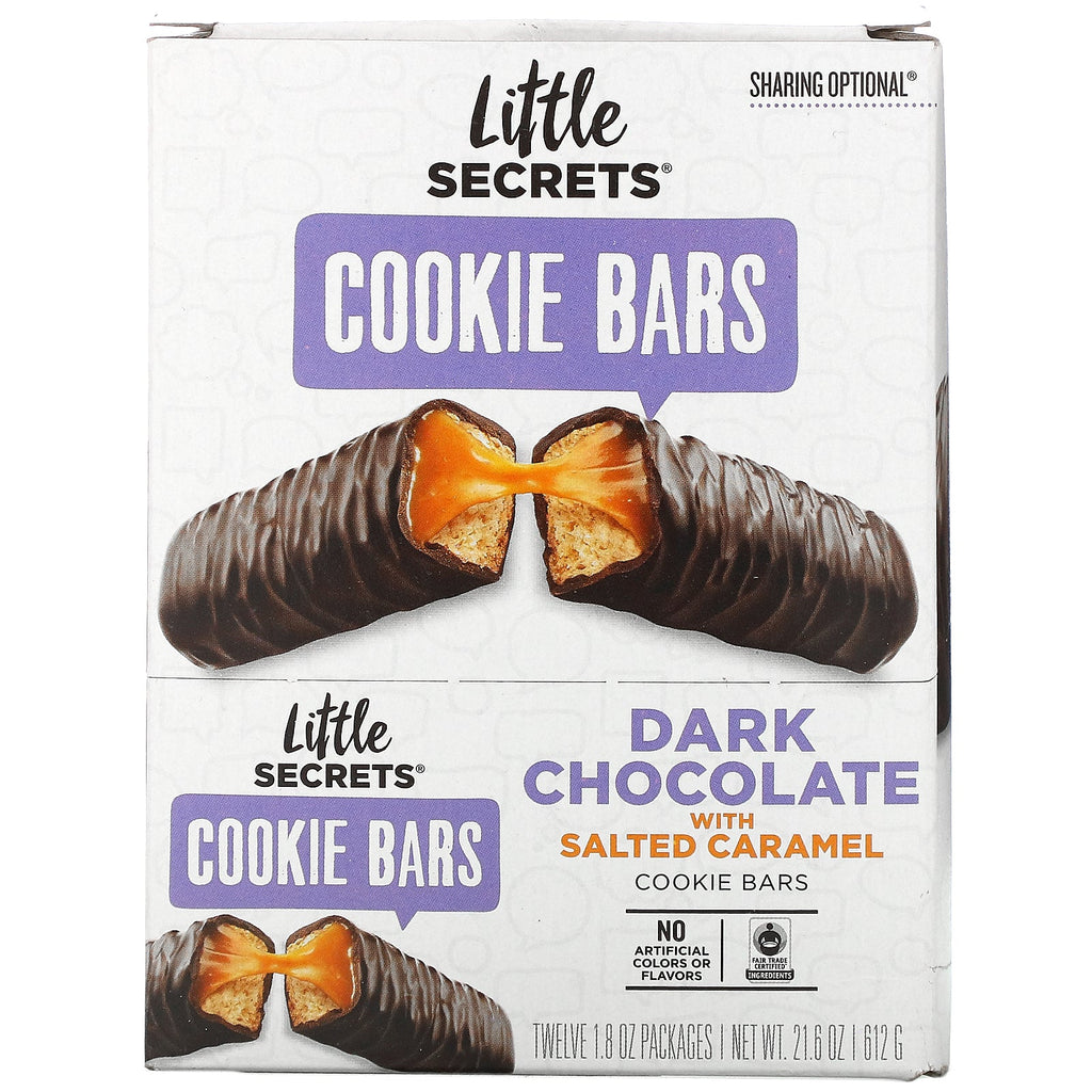 Little Secrets, Cookie Bars, Dark Chocolate with Salted Caramel, 12 Pack, 1.8 oz (50 g) Each