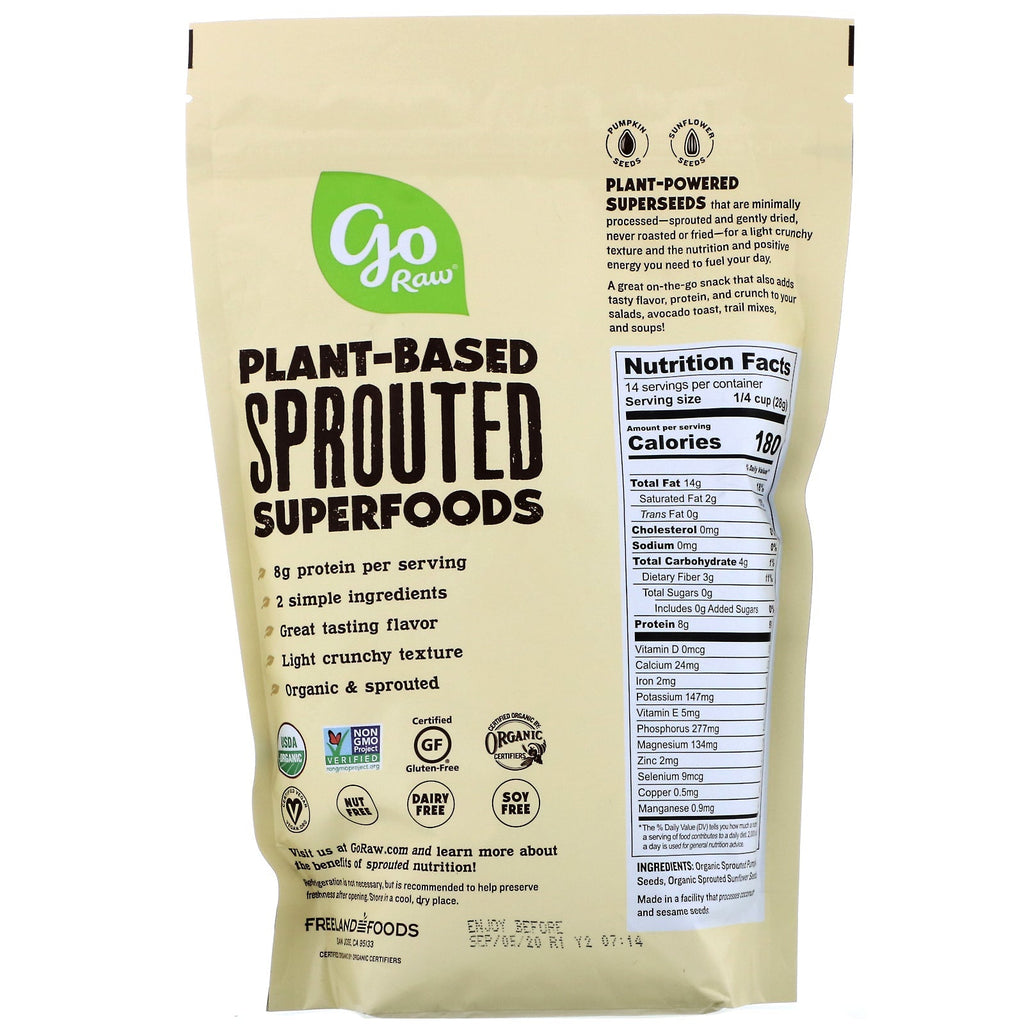 Go Raw, Semillas germinadas súper simples, semillas de girasol y calabaza, 14 oz (397 g)