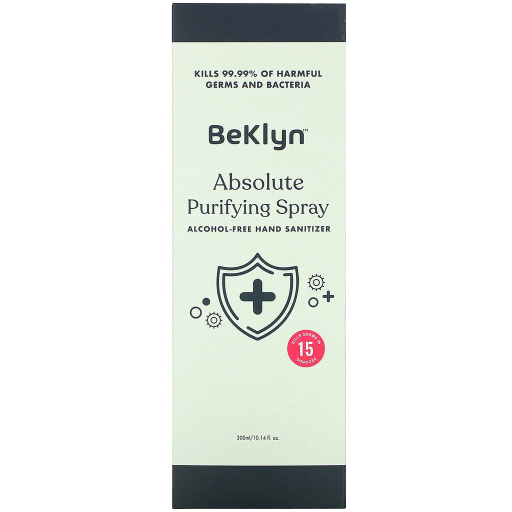 BeKLYN, Spray purificante absoluto, desinfectante para manos sin alcohol, 300 ml (10,14 oz. líq.)