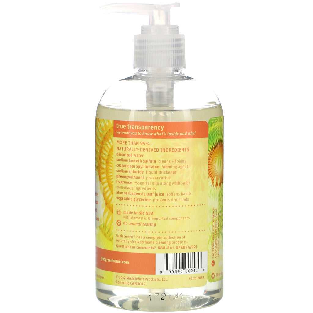 Grab Green, Hand Soap, Tangerine with Lemongrass, 12 oz (355 ml)