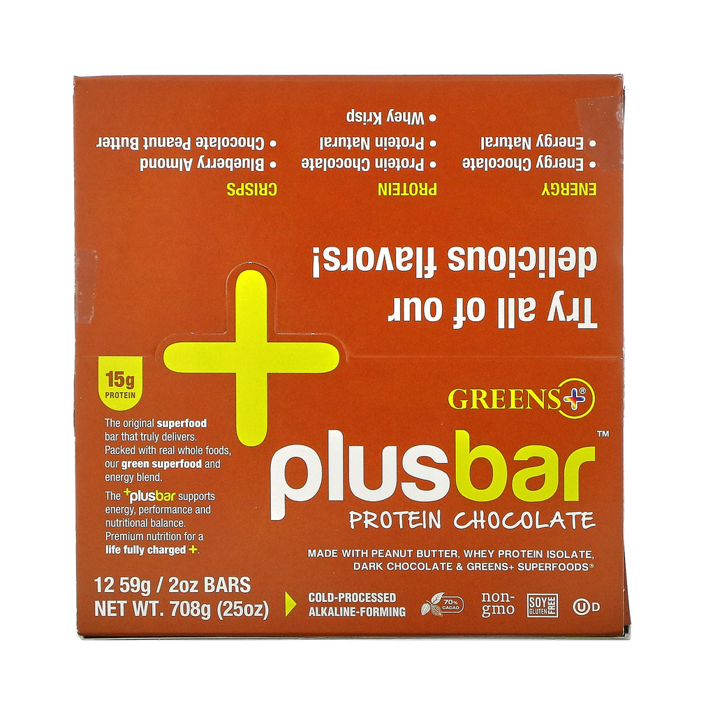 Greens Plus, Plusbar, Proteinchokolade, 12 barer, 2 oz (59 g) hver