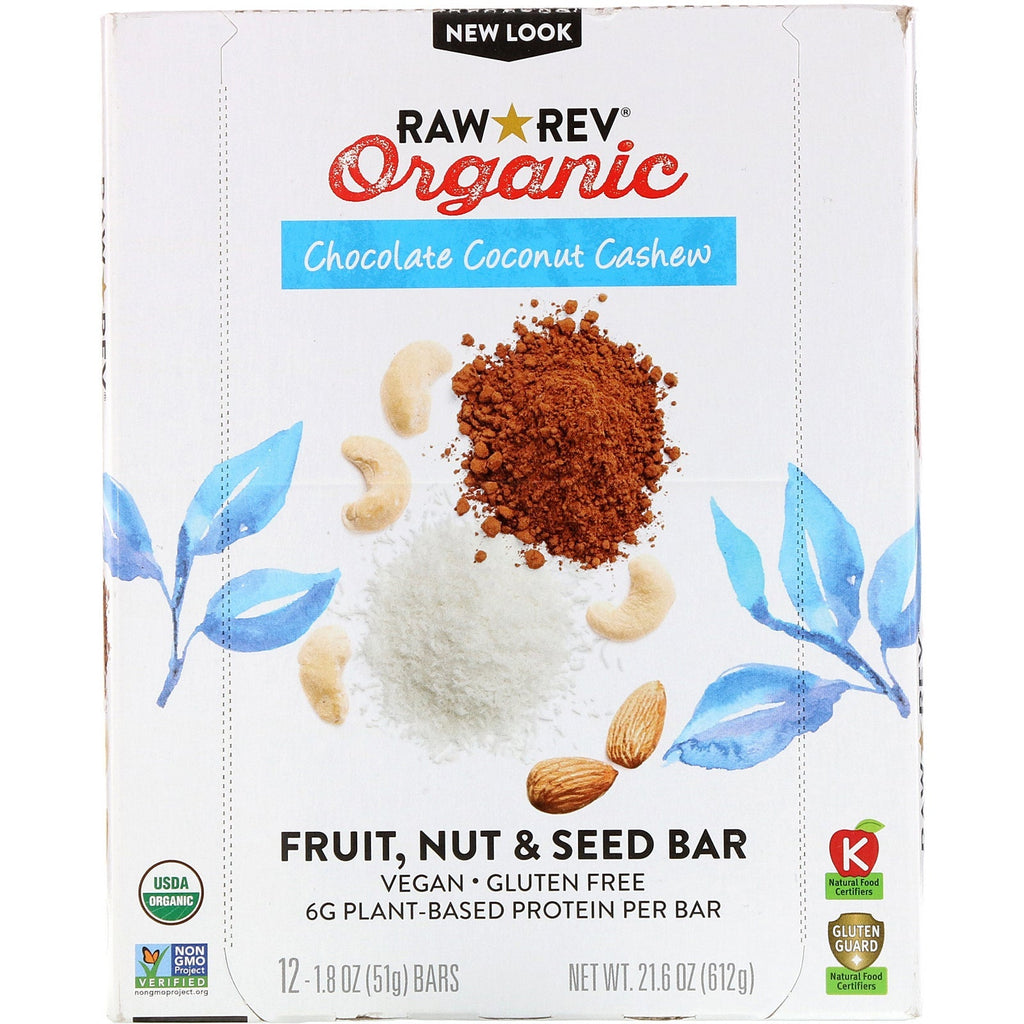 Raw Rev, , Chokolade Coconut Cashew, 12 barer, 1,8 oz (51 g) hver