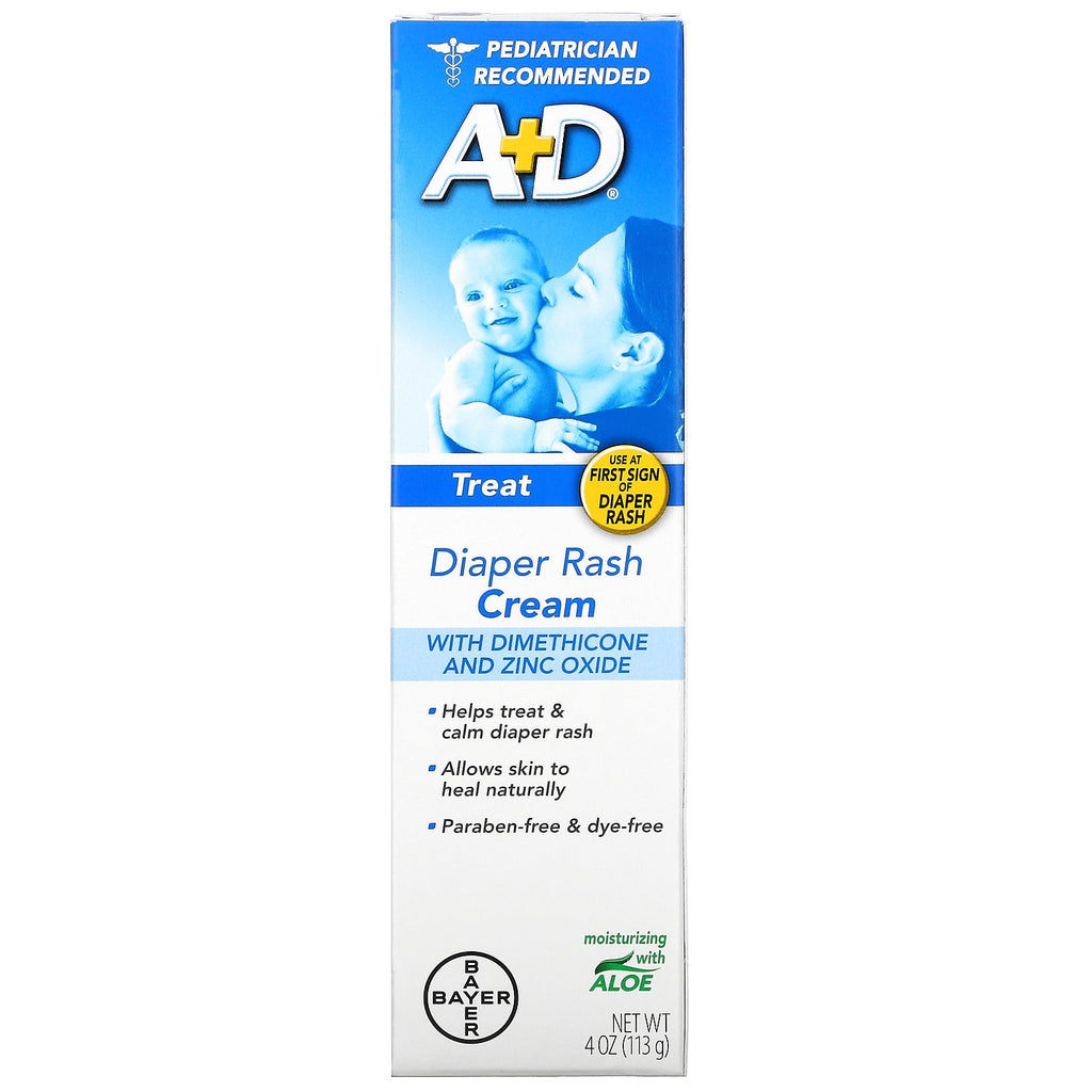 A+D, Crema para la dermatitis del pañal con dimeticona y óxido de zinc, 4 oz (113 g)