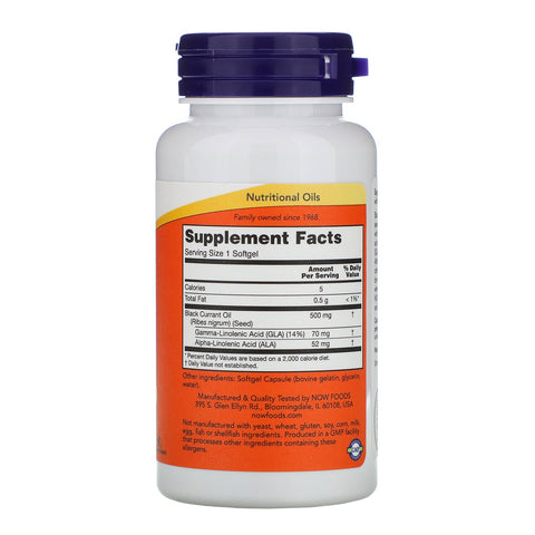 Now Foods, Aceite de grosella negra, 500 mg, 100 cápsulas blandas