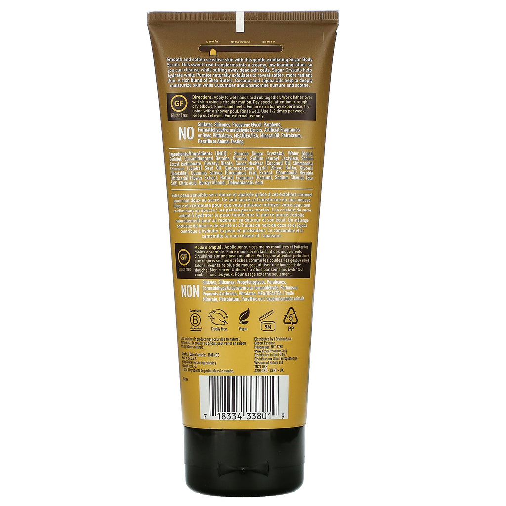 Desert Essence, Exfoliante corporal de azúcar hidratante, 198 ml (6,7 oz. líq.)