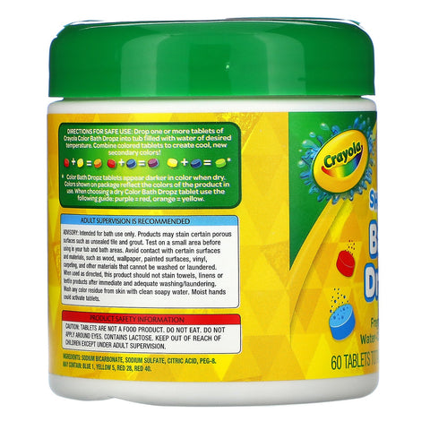 Crayola, Shaker Bath Dropz, 3+, sin fragancia, 60 tabletas, 3,59 oz (102 g)