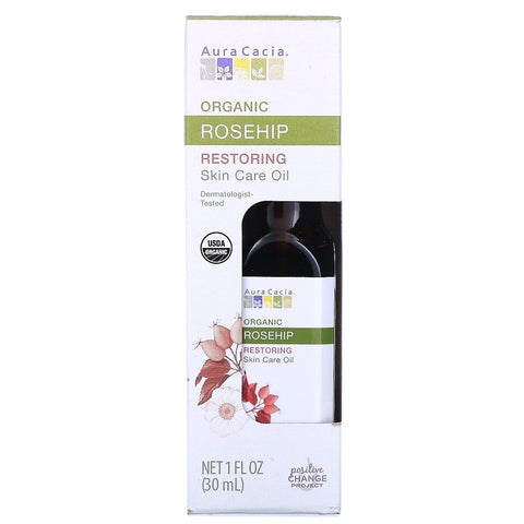 Aura Cacia, Aceite para el cuidado de la piel, restaurador, rosa mosqueta, 1 fl oz (30 ml)