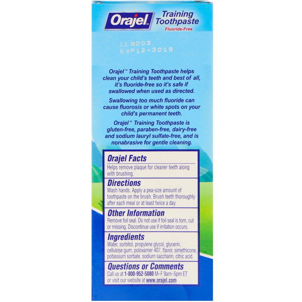 Orajel, Paw Patrol Training tandpasta, fluoridfri, frugtagtig sjov smag, 1,5 oz (42,5 g)