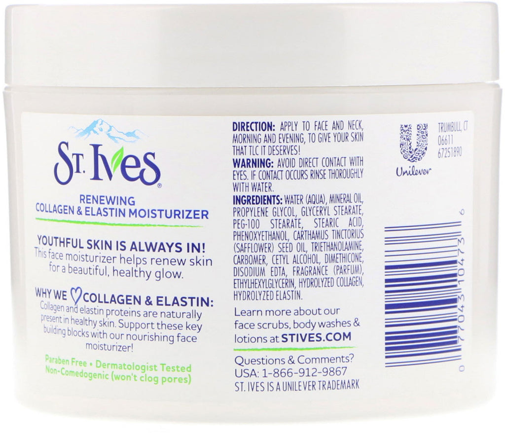 St. Ives, Renewing Collagen &amp; Elastin Moisturizer, 10 oz (283 g)