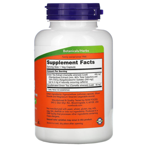 Now Foods, EGCg, extracto de té verde, 400 mg, 180 cápsulas vegetales