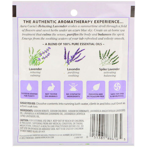 Aura Cacia, Aromatherapy Mineral Bath, Relaxing Lavender, 2.5 oz (70.9 g)