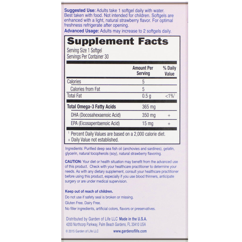 Garden of Life, Oceans Mom, Prenatal DHA, Strawberry, 30 Softgels