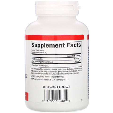 Natural Factors, Fórmula NEM para rodillas y articulaciones con glucosamina, 60 tabletas