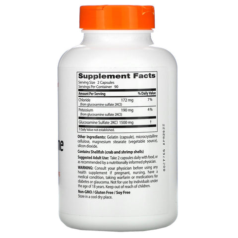 Doctor's Best, Sulfato de glucosamina, 750 mg, 180 cápsulas