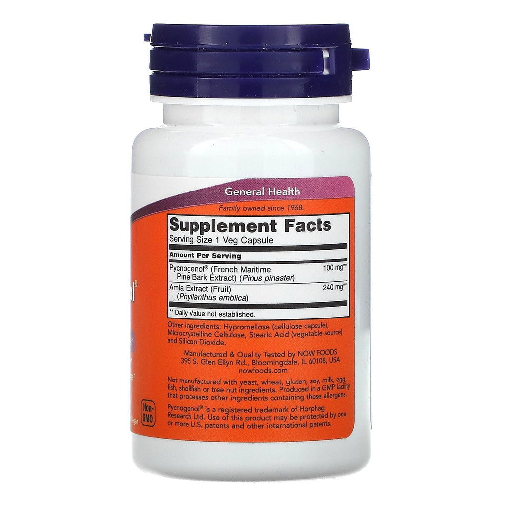 Now Foods, Pycnogenol, 100 mg, 60 vegetabilske kapsler