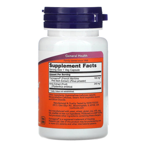 Now Foods, Pycnogenol, 100 mg, 60 cápsulas vegetales