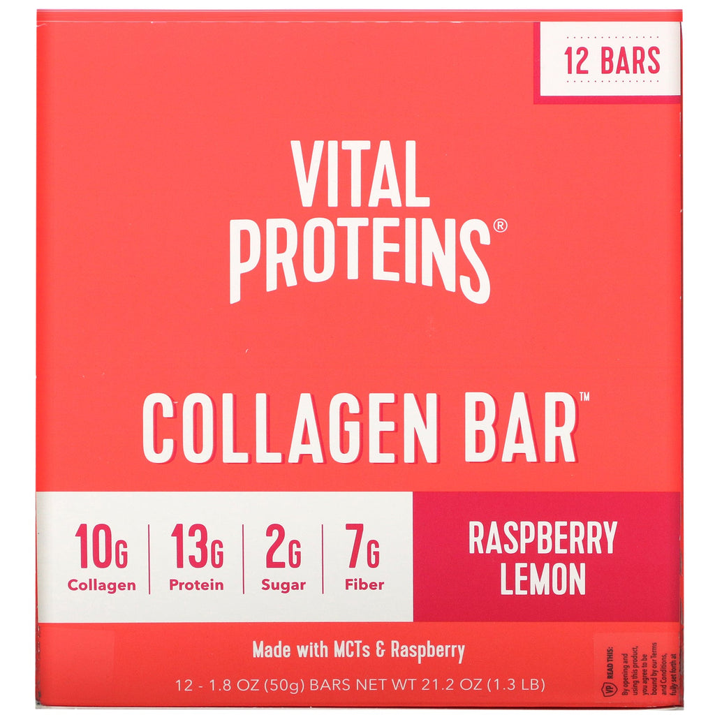 Vital Proteins, Collagen Bar, Raspberry Lemon, 12 Bars, 1.8 oz (50 g) Each