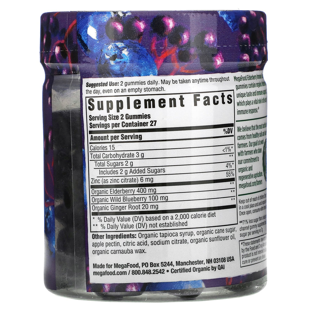 MegaFood, Elderberry Immune Support, Berry, 54 Gummies