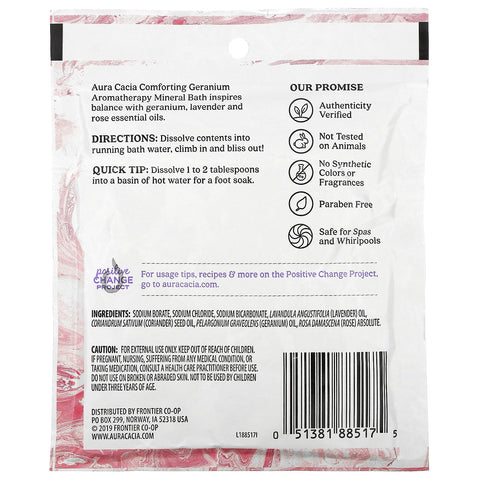 Aura Cacia, Aromatherapy Mineral Bath, Comforting Geranium, 2.5 oz (70.9 g)