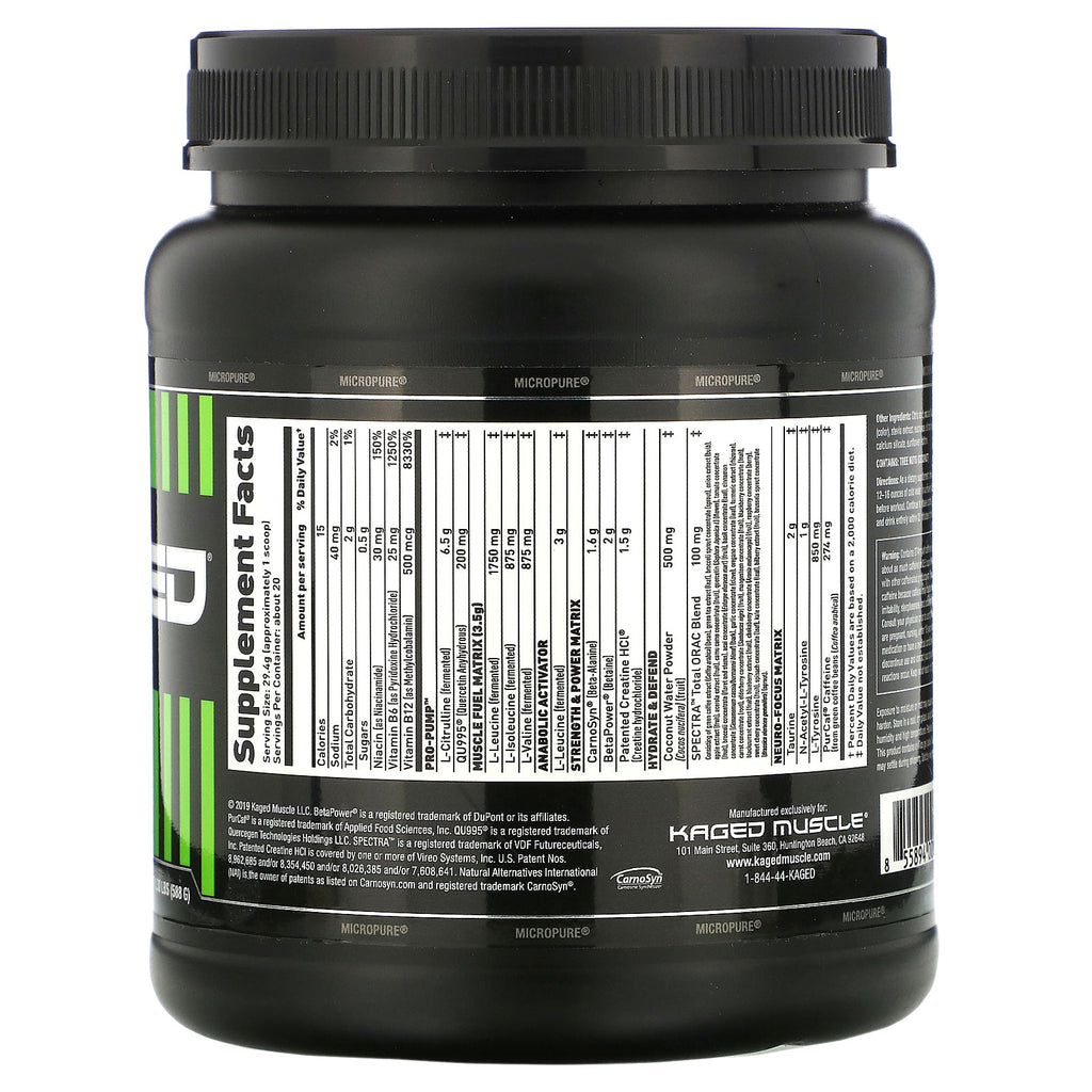 Kaged Muscle, PRE-KAGED, Pre-Workout Primer, Pink Lemonade,  1.30 lb (588 g)