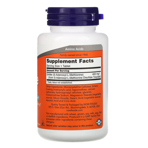 Now Foods, SAMe, 400 mg, 60 tabletter