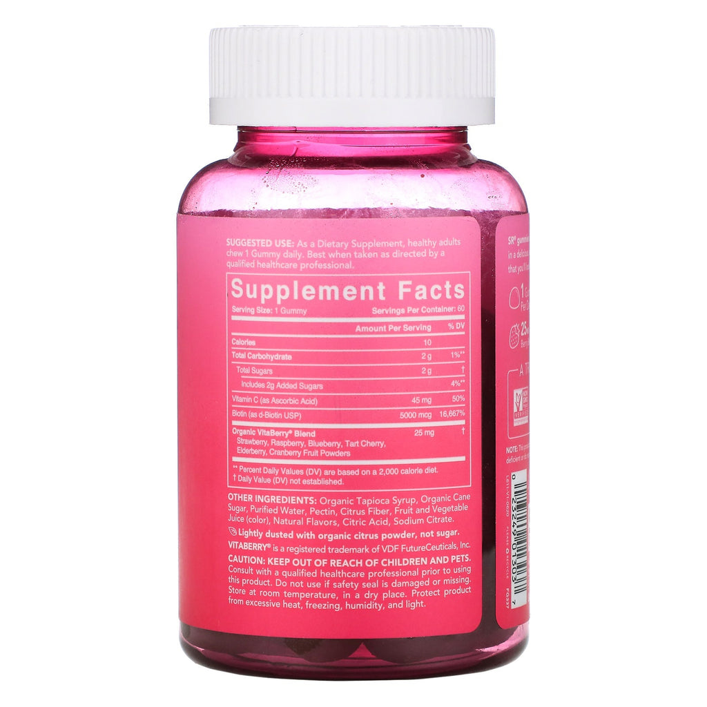 Sportsforskning, Biotin + Vitamin C, Natural Berry, 60 Gummies