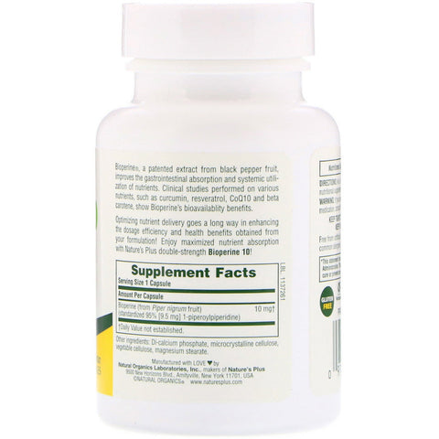 Nature's Plus, Bioperine 10, 90 vegetariske kapsler