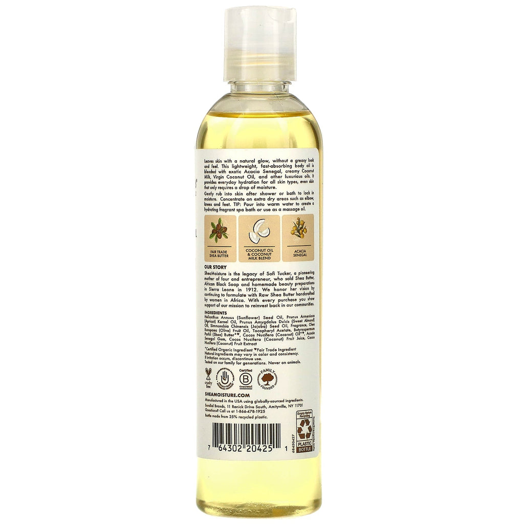 SheaMoisture, Aceite de coco 100 % virgen, Aceite corporal de hidratación diaria, 8 fl oz (237 ml)