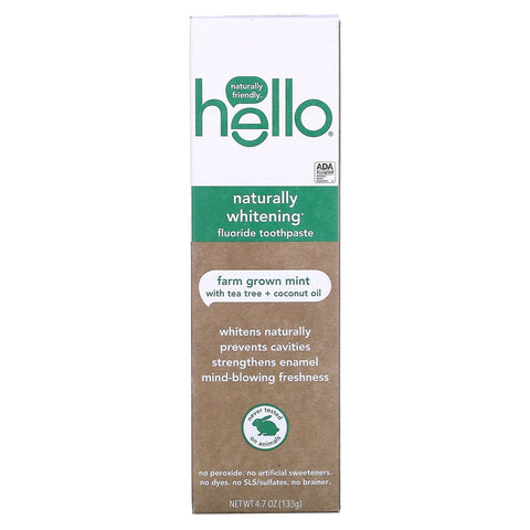 Hello, Naturally Whitening Fluoride Toothpaste, Farm Grown Mint, 4.7 oz (133 g)