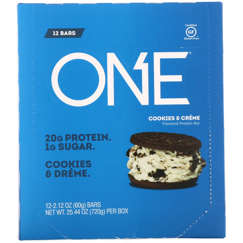 One Brands, ONE Bar, Cookies & Cream, 12 barer, 2,12 oz (60 g) hver