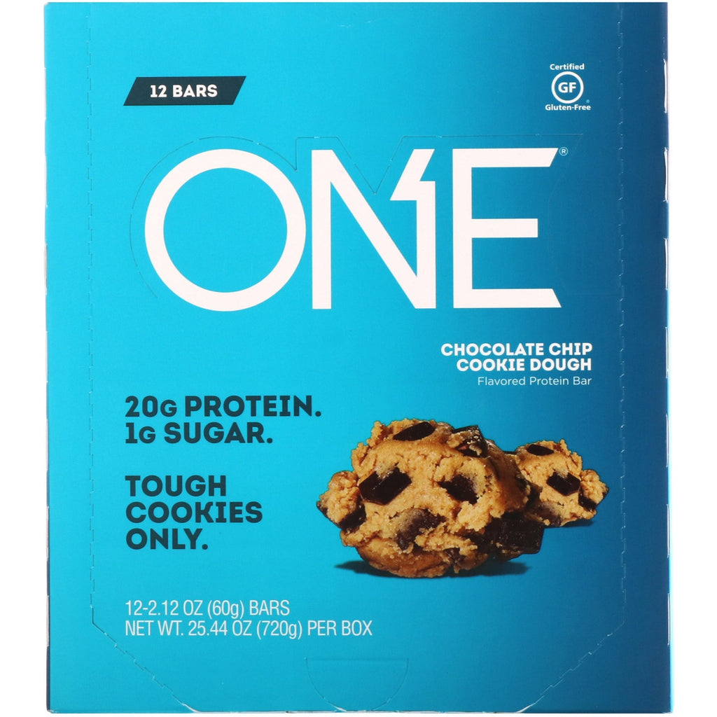 One Brands, ONE Bar, Chocolate Chip Cookie Dough, 12 barer, 2,12 oz (60 g) hver