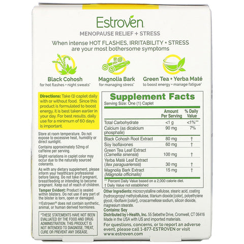 Estroven, Menopause Relief, Maximum Strength + Energy, 28 Once Daily Caplets