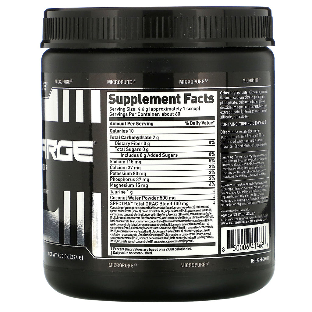 Kaged Muscle, Hydra-Charge, Premium Electrolyte Pulver, Pink Lemonade, 9,73 oz (276 g)